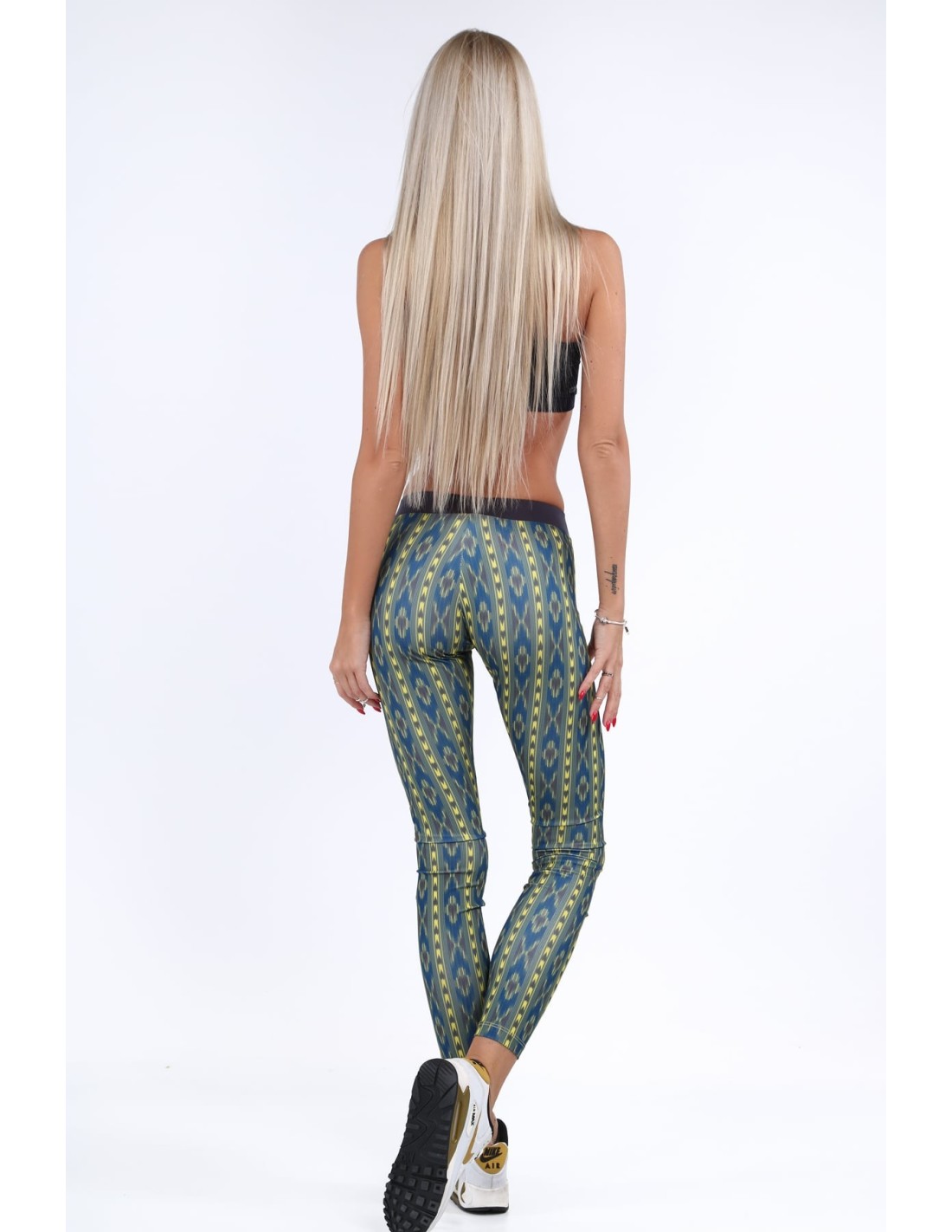 Yellow sports leggings with patterns MR11514 - Online store - Boutique